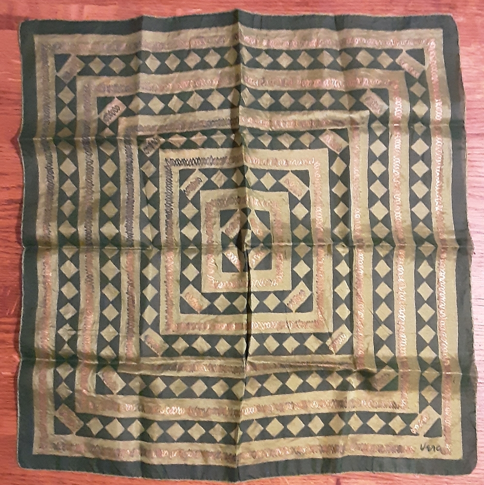 1940's silk Vera Neumann scarf w/ gold embossing